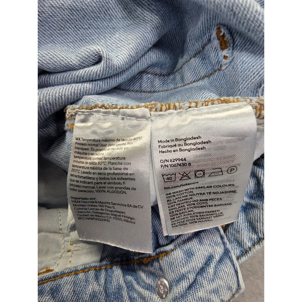 &Denim Wide Leg Ultra High Waist Light Wash Raw Hem Jeans Womens Size 2 - Picture 7 of 15